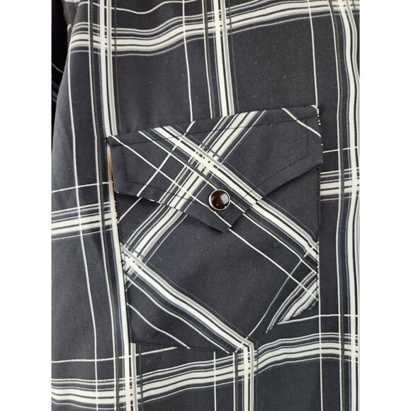 Vtg Flying Hoss‎ Ranch Wear Pearl Snap Shirt Western Guitar Skater Plaid XL XXL - Picture 3 of 16